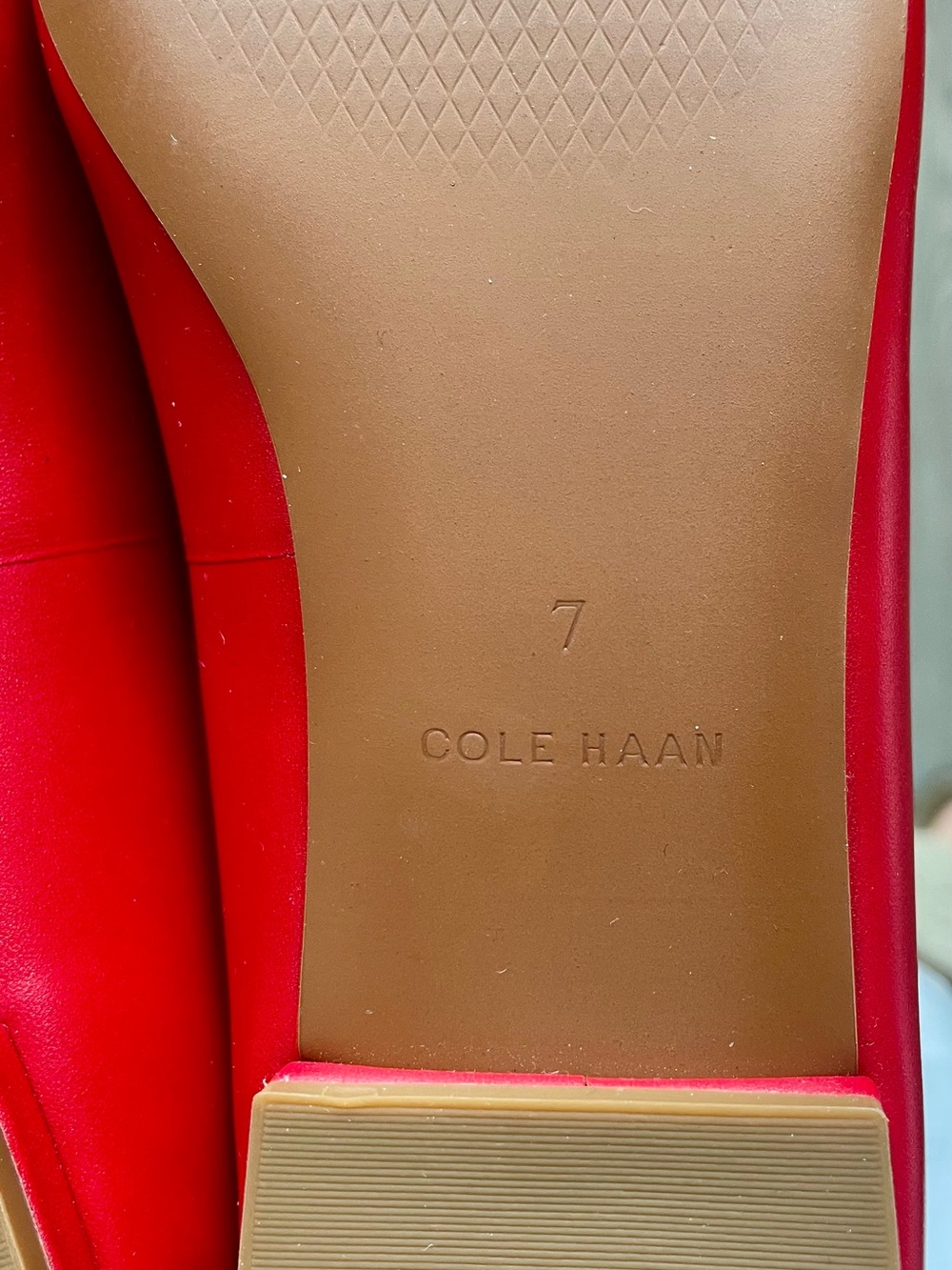 Brand New Cole Haan Red Pointed-Toe Flats with Bow and Gold Accent - Picture 5 of 7